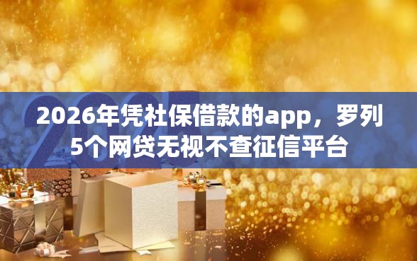 2026年凭社保借款的app，罗列5个网贷无视不查征信平台