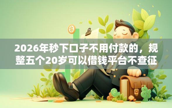 2026年秒下口子不用付款的，规整五个20岁可以借钱平台不查征信的平台