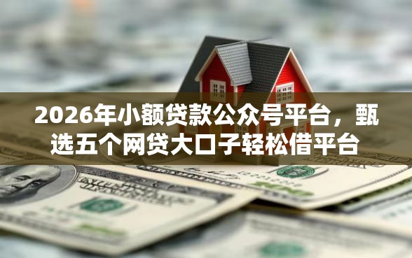 2026年小额贷款公众号平台，甄选五个网贷大口子轻松借平台