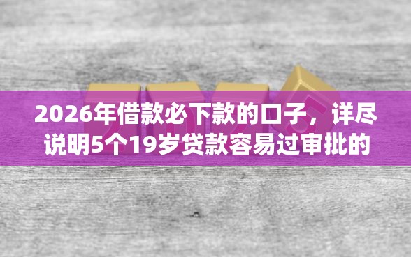 2026年借款必下款的口子，详尽说明5个19岁贷款容易过审批的app
