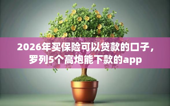 2026年买保险可以贷款的口子，罗列5个高炮能下款的app