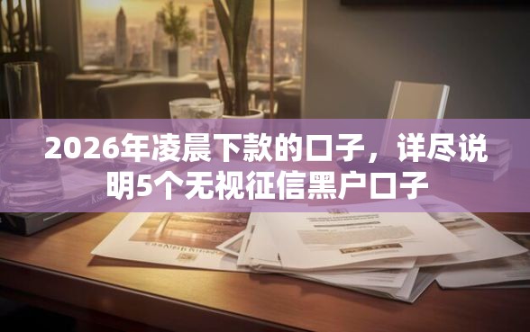 2026年凌晨下款的口子，详尽说明5个无视征信黑户口子