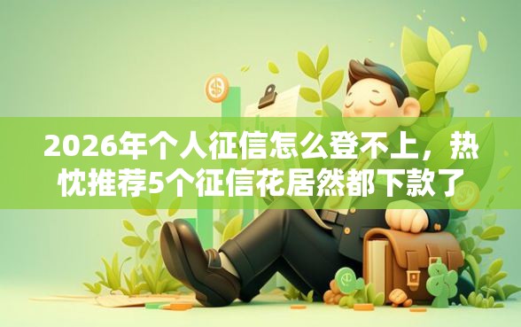 2026年个人征信怎么登不上，热忱推荐5个征信花居然都下款了的软件