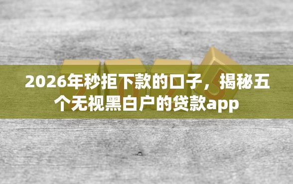 2026年秒拒下款的口子，揭秘五个无视黑白户的贷款app
