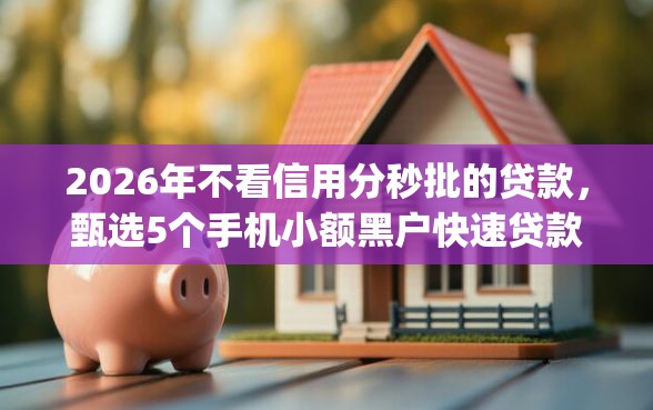 2026年不看信用分秒批的贷款，甄选5个手机小额黑户快速贷款app