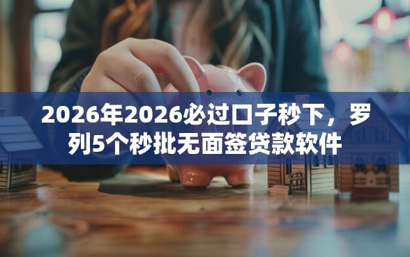 2026年2026必过口子秒下，罗列5个秒批无面签贷款软件