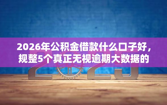 2026年公积金借款什么口子好，规整5个真正无视逾期大数据的网贷软件
