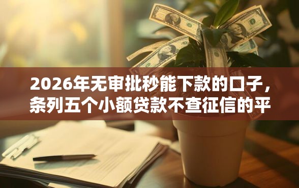 2026年无审批秒能下款的口子，条列五个小额贷款不查征信的平台