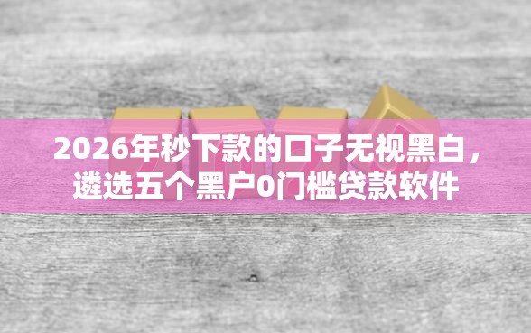2026年秒下款的口子无视黑白，遴选五个黑户0门槛贷款软件
