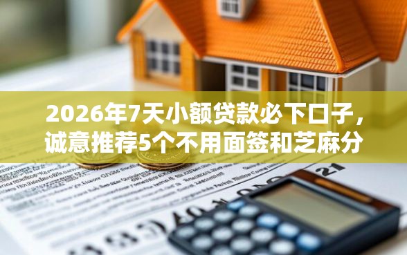 2026年7天小额贷款必下口子，诚意推荐5个不用面签和芝麻分的贷款软件