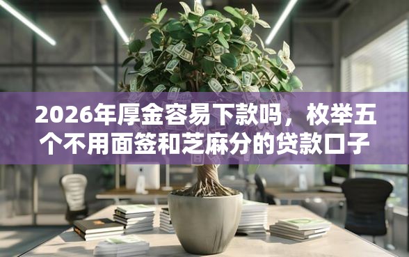 2026年厚金容易下款吗，枚举五个不用面签和芝麻分的贷款口子
