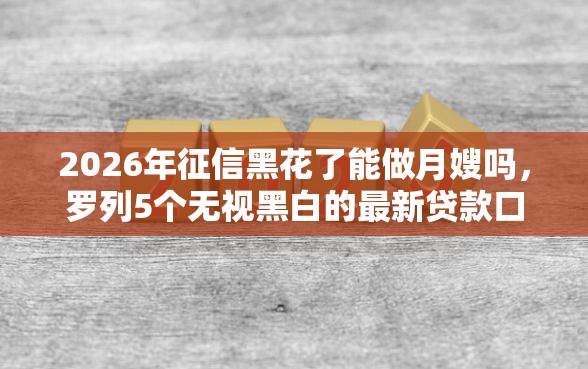 2026年征信黑花了能做月嫂吗，罗列5个无视黑白的最新贷款口子