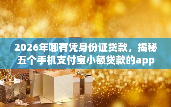 2026年哪有凭身份证贷款，揭秘五个手机支付宝小额贷款的app