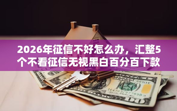2026年征信不好怎么办，汇整5个不看征信无视黑白百分百下款软件