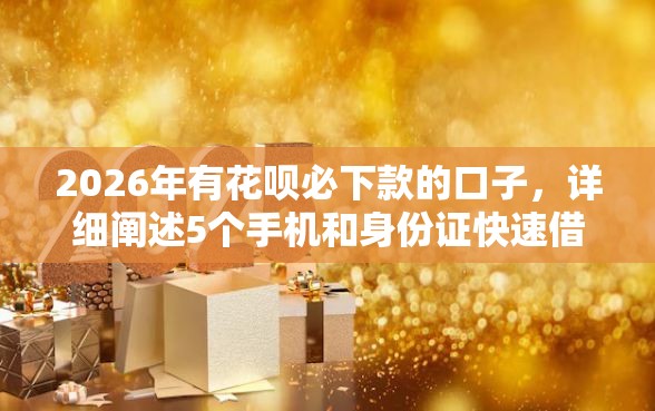 2026年有花呗必下款的口子，详细阐述5个手机和身份证快速借钱口子