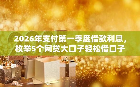 2026年支付第一季度借款利息，枚举5个网贷大口子轻松借口子