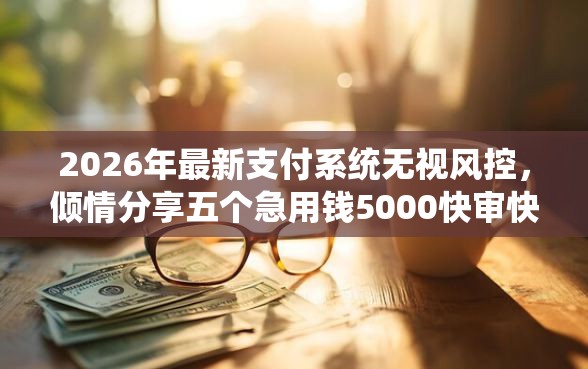 2026年最新支付系统无视风控，倾情分享五个急用钱5000快审快贷无需征信口子