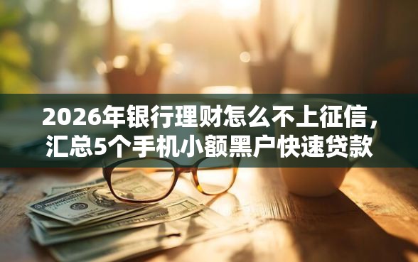2026年银行理财怎么不上征信，汇总5个手机小额黑户快速贷款平台