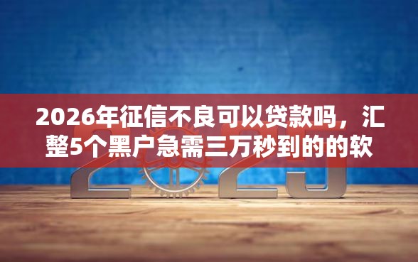 2026年征信不良可以贷款吗，汇整5个黑户急需三万秒到的的软件