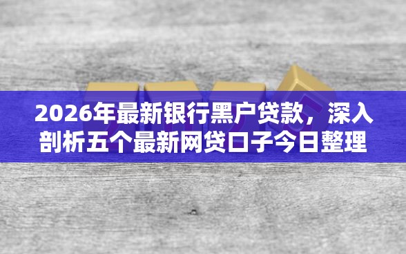 2026年最新银行黑户贷款，深入剖析五个最新网贷口子今日整理这五个软件