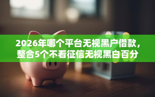 2026年哪个平台无视黑户借款，整合5个不看征信无视黑白百分百下款口子