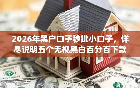 2026年黑户口子秒批小口子，详尽说明五个无视黑白百分百下款的借款app