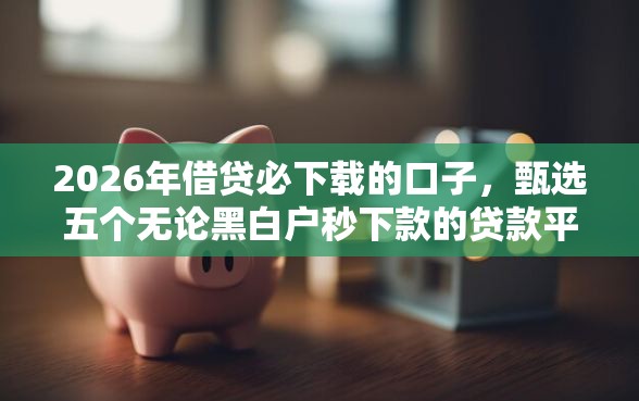 2026年借贷必下载的口子，甄选五个无论黑白户秒下款的贷款平台