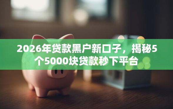 2026年贷款黑户新口子，揭秘5个5000块贷款秒下平台
