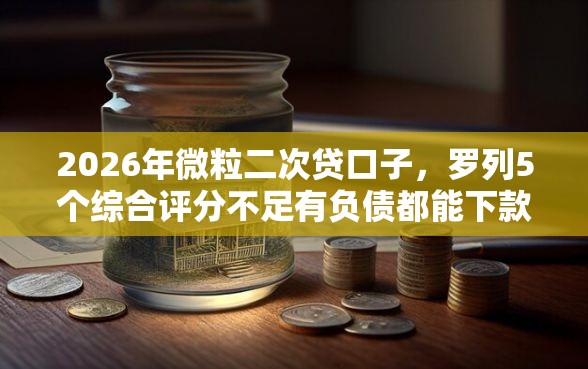 2026年微粒二次贷口子，罗列5个综合评分不足有负债都能下款口子