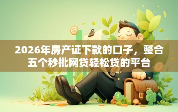 2026年房产证下款的口子，整合五个秒批网贷轻松贷的平台