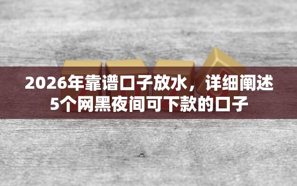 2026年靠谱口子放水，详细阐述5个网黑夜间可下款的口子