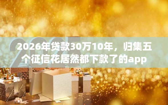 2026年贷款30万10年，归集五个征信花居然都下款了的app