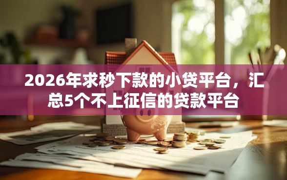 2026年求秒下款的小贷平台，汇总5个不上征信的贷款平台