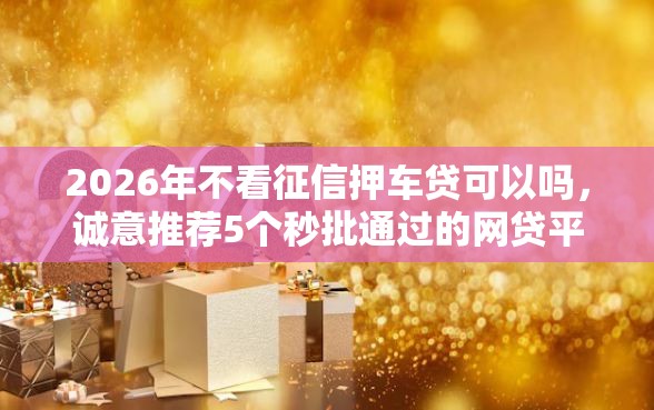 2026年不看征信押车贷可以吗，诚意推荐5个秒批通过的网贷平台