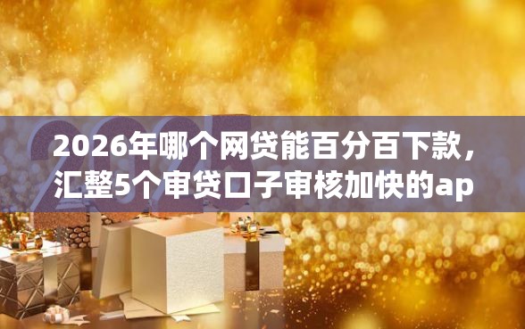 2026年哪个网贷能百分百下款，汇整5个审贷口子审核加快的app
