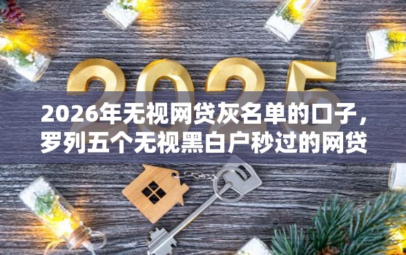 2026年无视网贷灰名单的口子，罗列五个无视黑白户秒过的网贷口子