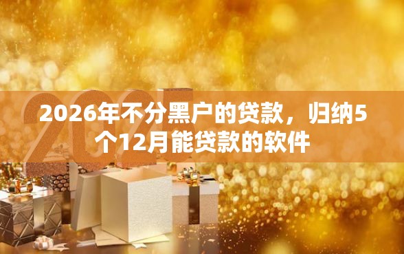 2026年不分黑户的贷款，归纳5个12月能贷款的软件