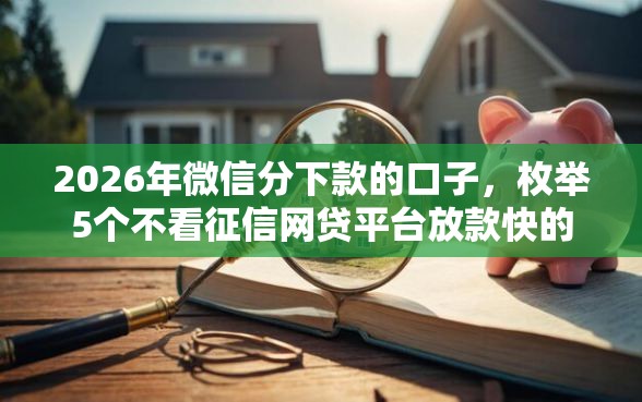 2026年微信分下款的口子，枚举5个不看征信网贷平台放款快的平台