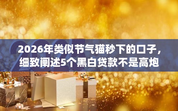 2026年类似节气猫秒下的口子,细致阐述5个黑白贷款不是高炮的app 2026年类似节气猫秒下的口子,细致阐述5个黑白贷款不是高炮的app
