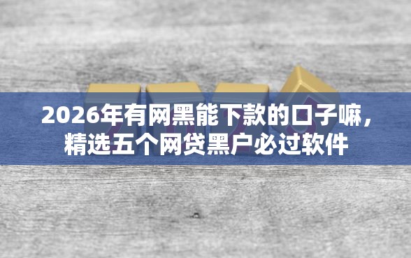 2026年有网黑能下款的口子嘛，精选五个网贷黑户必过软件