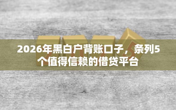 2026年黑白户背账口子，条列5个值得信赖的借贷平台
