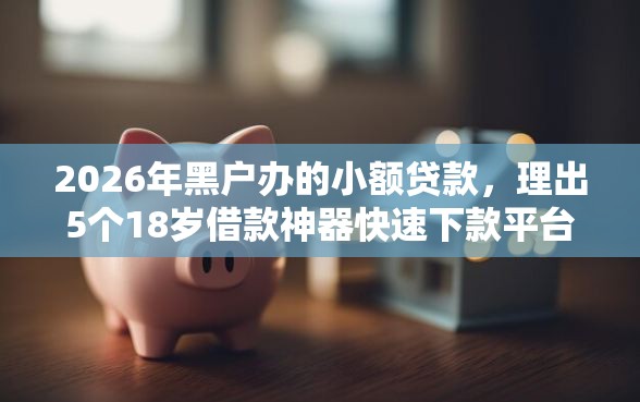 2026年黑户办的小额贷款，理出5个18岁借款神器快速下款平台