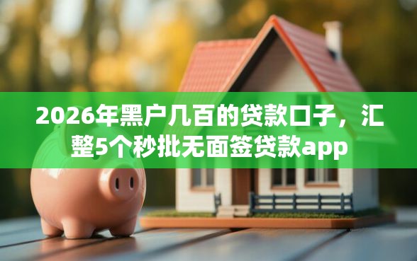 2026年黑户几百的贷款口子，汇整5个秒批无面签贷款app