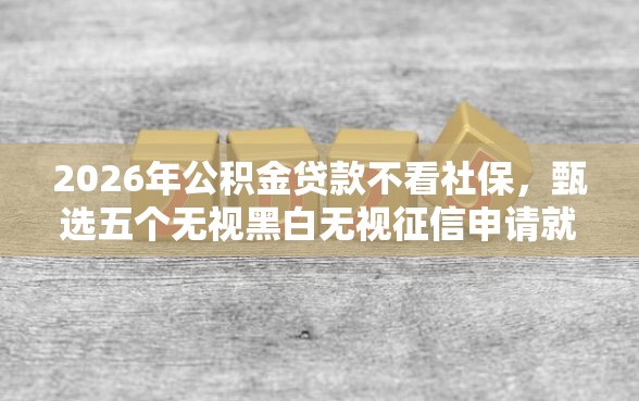 2026年公积金贷款不看社保，甄选五个无视黑白无视征信申请就下款的平台