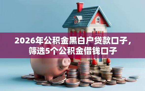 2026年公积金黑白户贷款口子，筛选5个公积金借钱口子