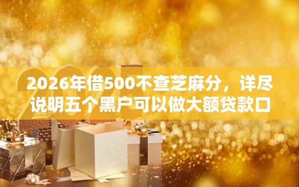 2026年借500不查芝麻分，详尽说明五个黑户可以做大额贷款口子