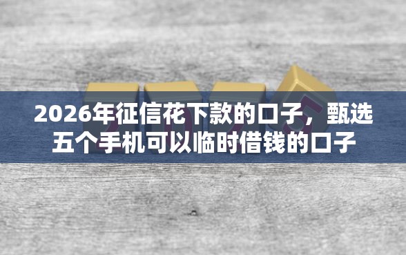 2026年征信花下款的口子，甄选五个手机可以临时借钱的口子