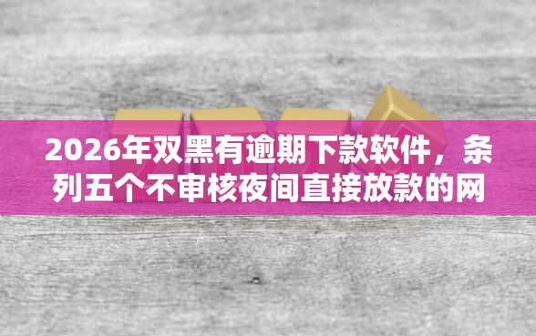 2026年双黑有逾期下款软件，条列五个不审核夜间直接放款的网贷口子