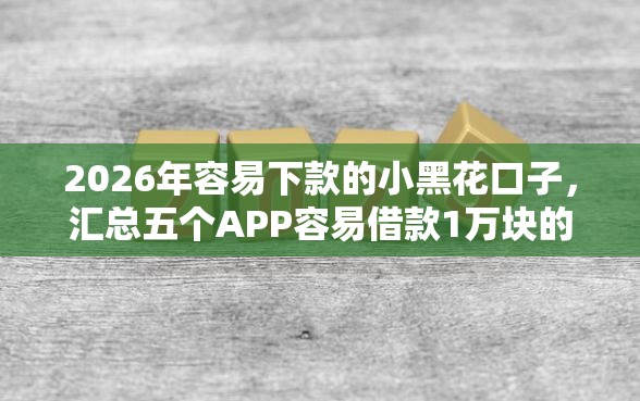 2026年容易下款的小黑花口子，汇总五个APP容易借款1万块的软件