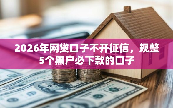 2026年网贷口子不开征信，规整5个黑户必下款的口子